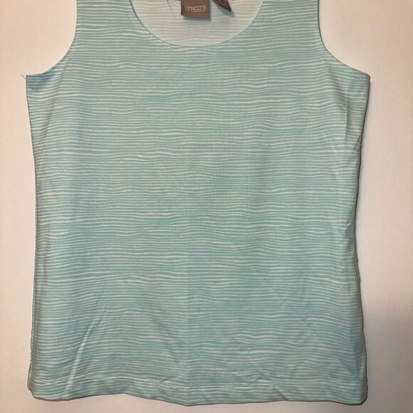 Chicos Women’s Bright Blue White Pattern Tank Top Size 1 (Small) - Picture 2 of 11